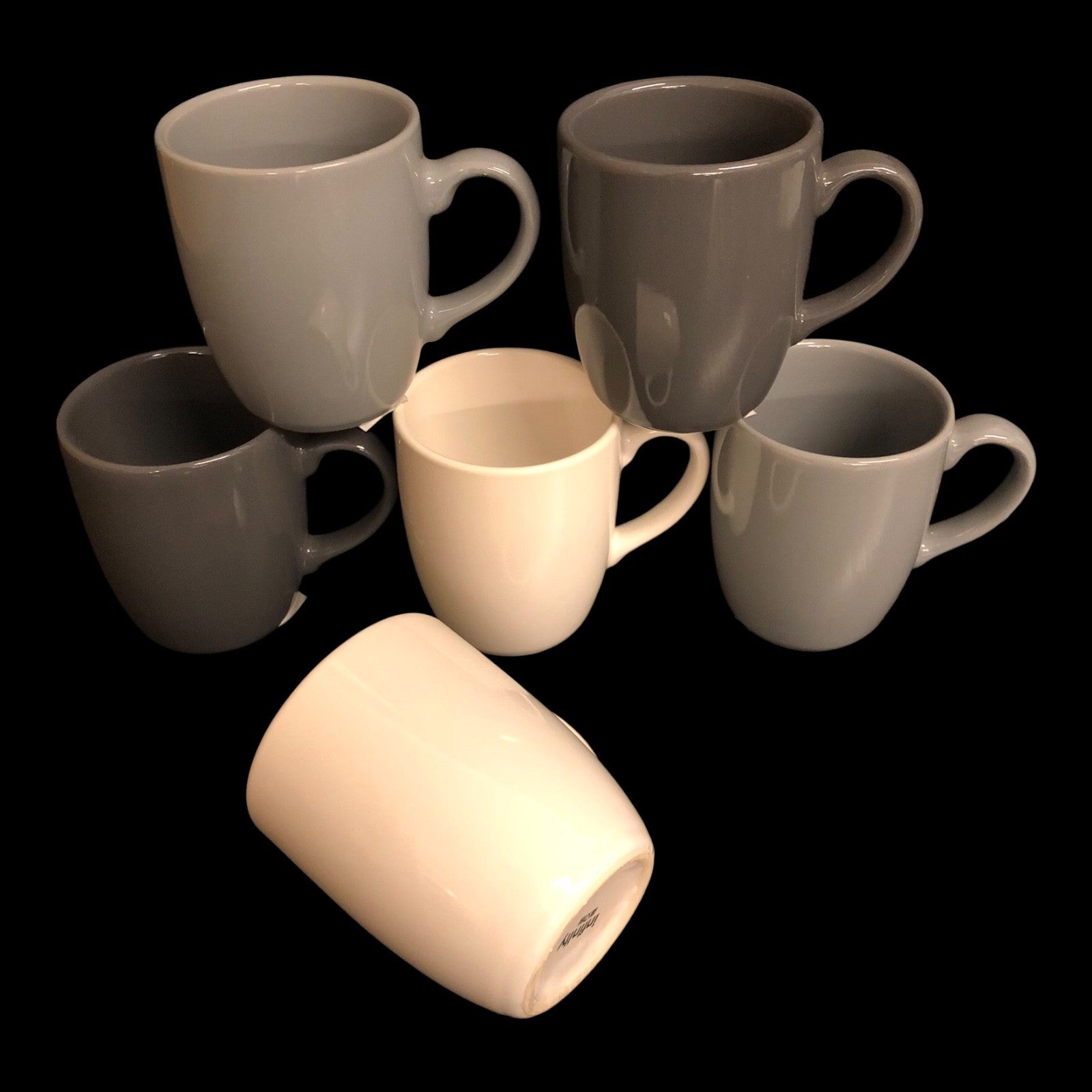 6x Kaffeebecher 150ml – Keramik Tassen Set Grau Hellgrau Weiß – Kaffee Becher