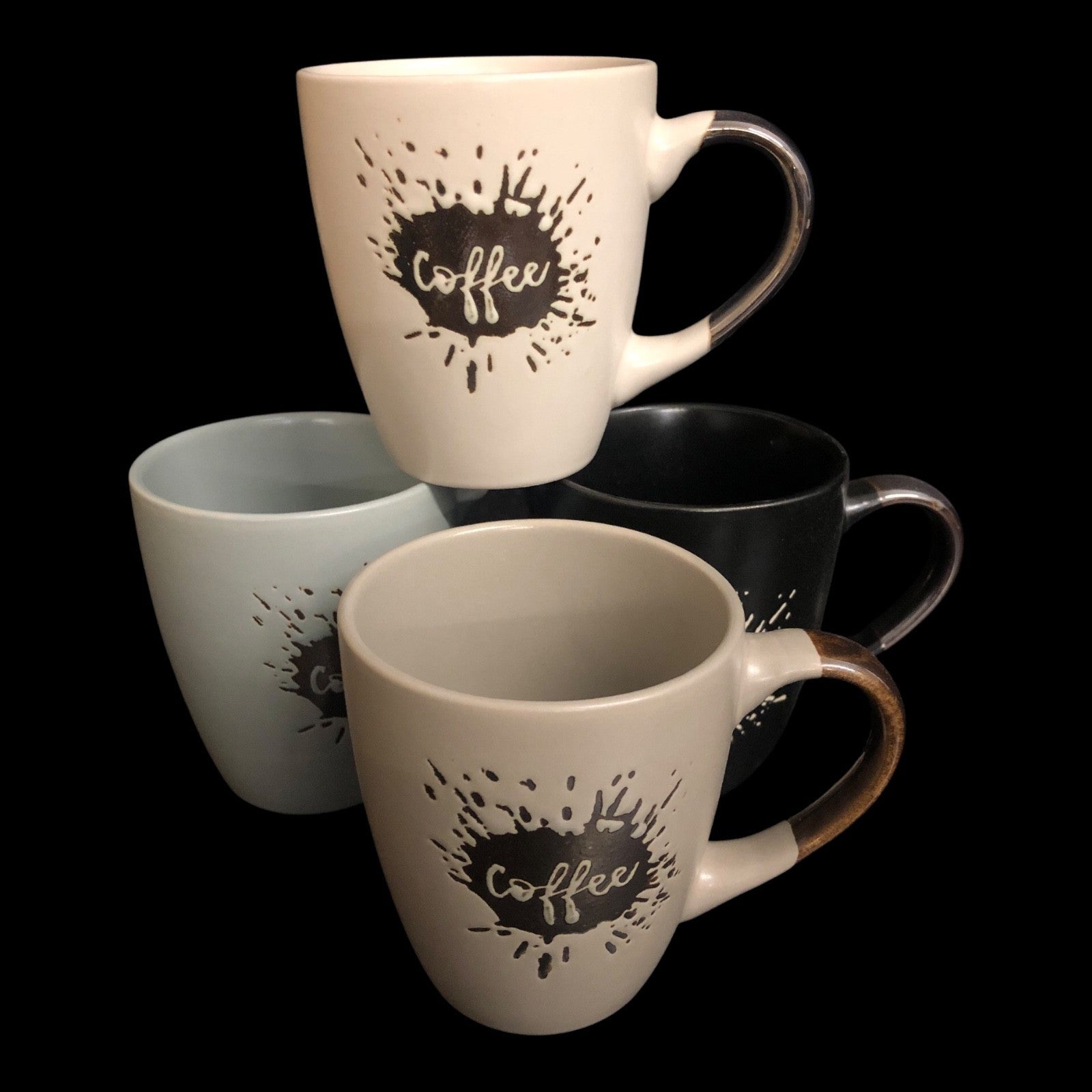 4x Kaffeebecher 150ml – Keramik Tassen im trendigen Coffee Design – Kaffee Tasse
