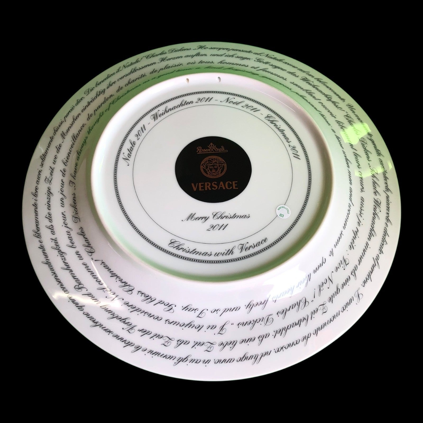 Platzteller 31cm 2011 Weihnachten Versace Merry Christmas Rosenthal Porzellan