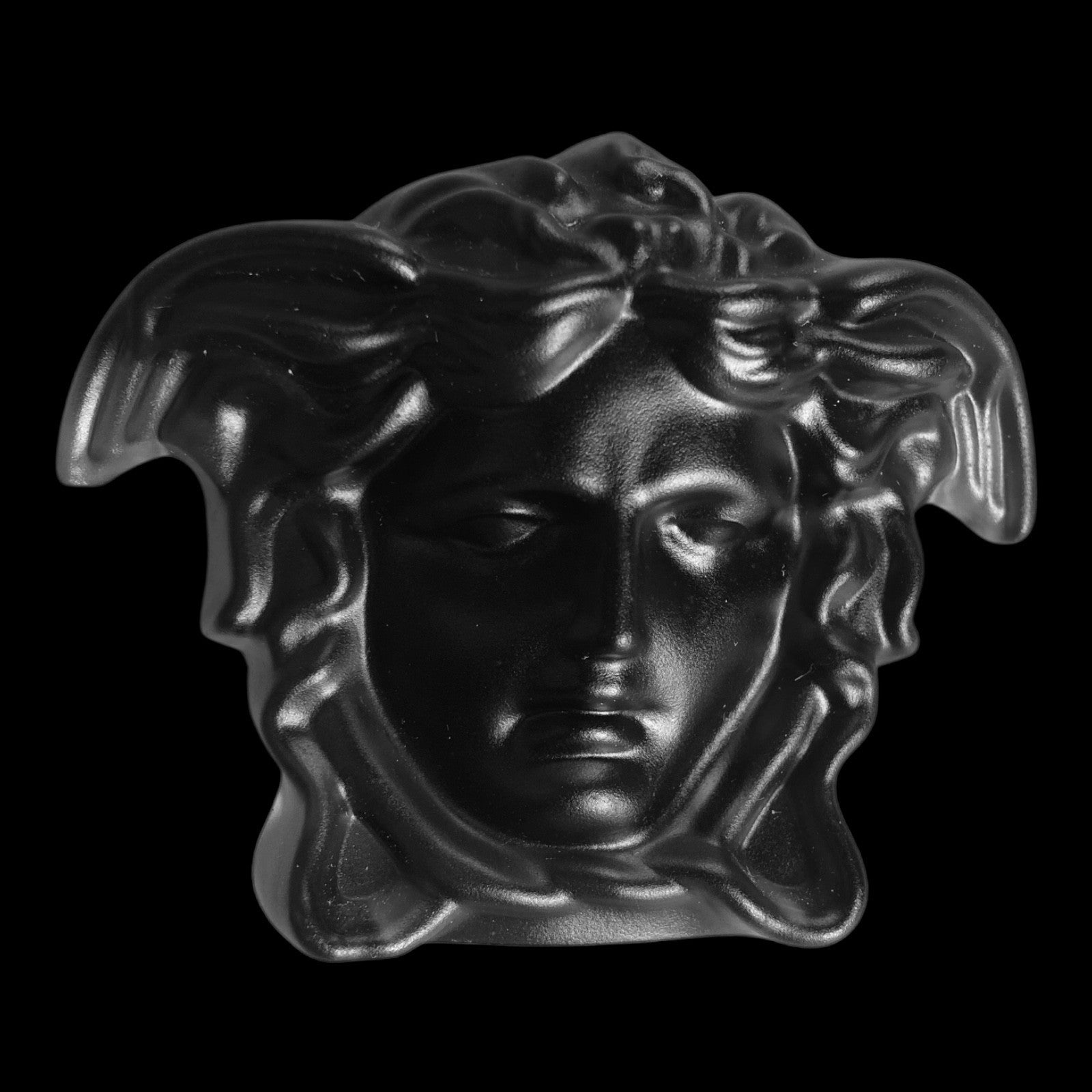 Briefbeschwerer Versace Medusa Kopf Bleikristall Schwarz Rosenthal Porzellan