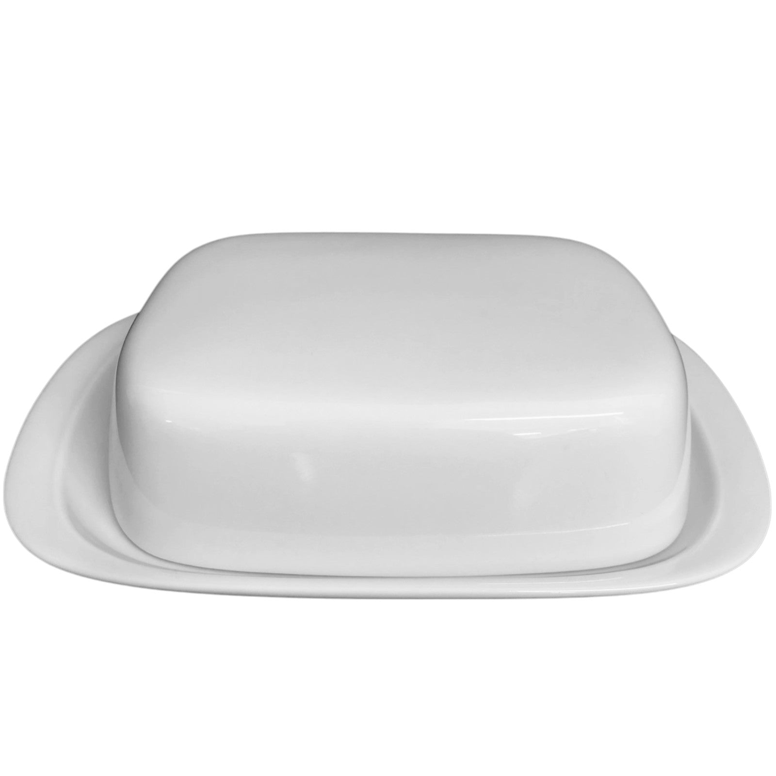 Butterdose 2-tlg. aus hochwertigen Porzellan Weiß Butterbehälter mit Deckel