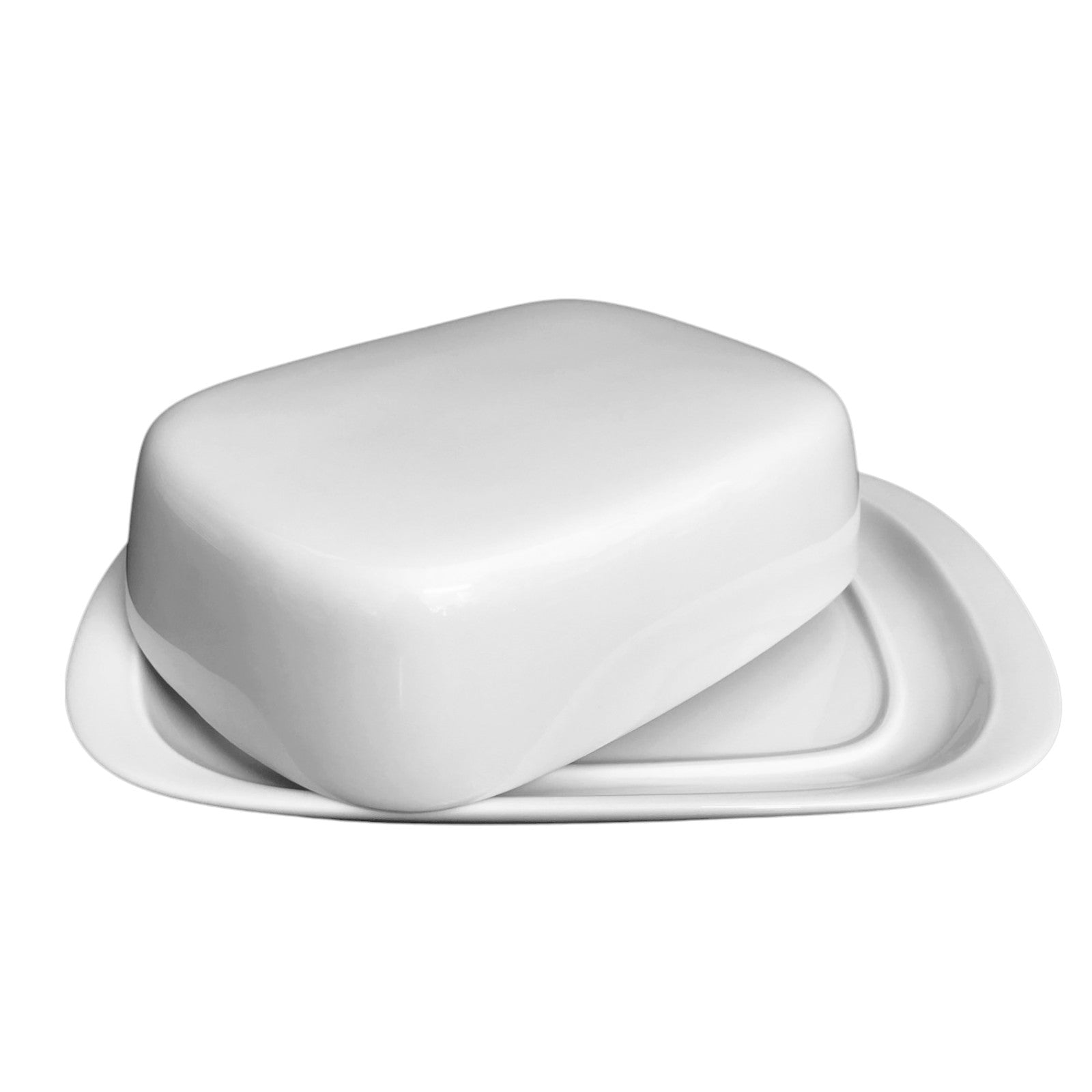 Butterdose 2-tlg. aus hochwertigen Porzellan Weiß Butterbehälter mit Deckel