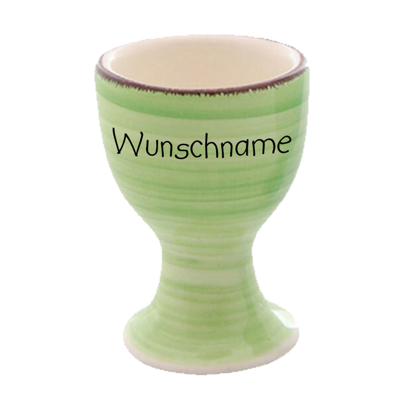 Eierbecher Keramik Bunt Hellgrün mit Wunschname