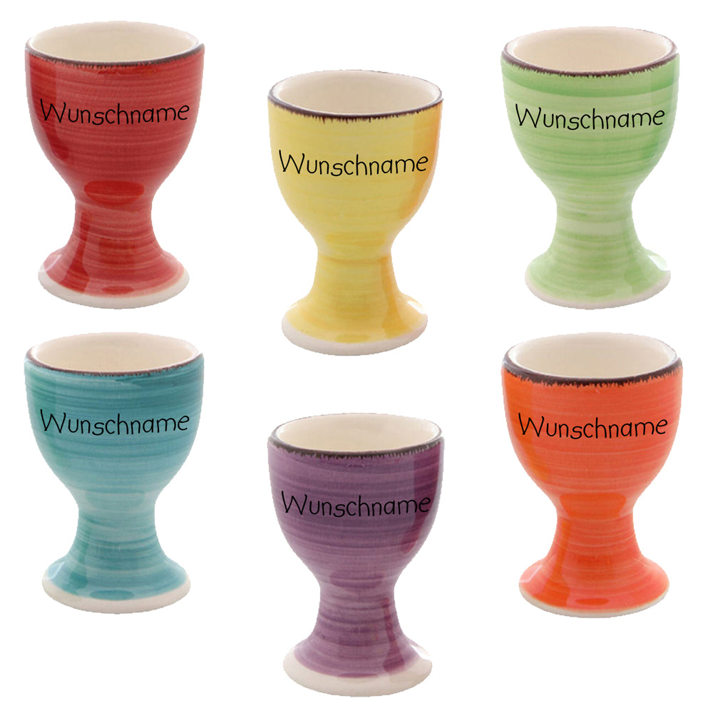 Eierbecher Keramik Bunt Rot mit Wunschname