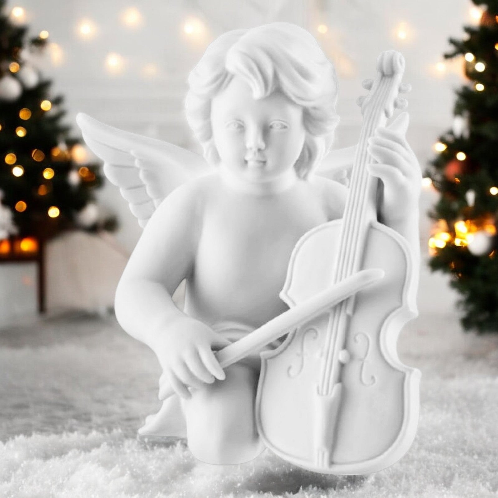 Engel mit Cello - Biskuitporzellan