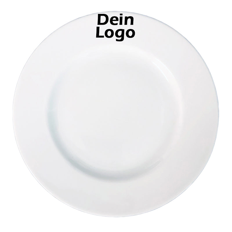 Frühstücksteller 21cm Weiß mit Logo Schwarz