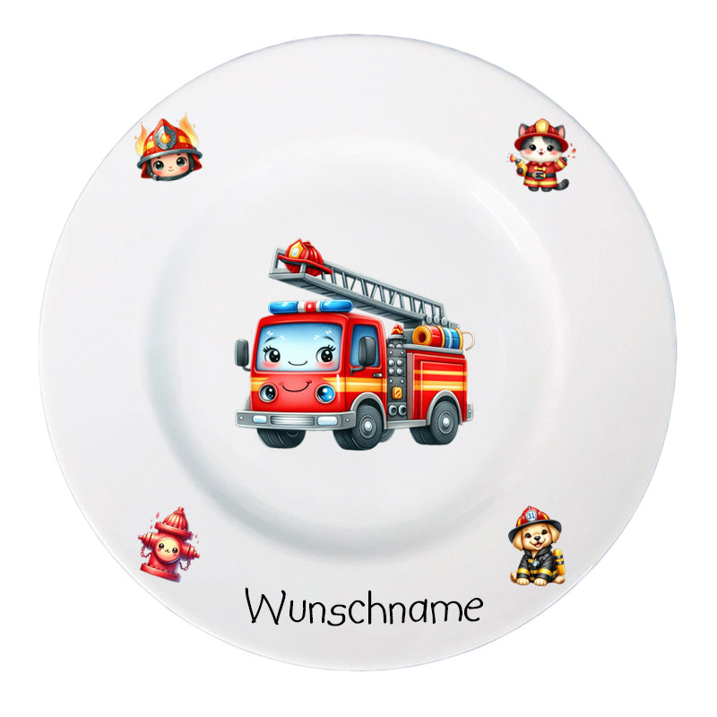 Frühstücksteller Kids Feuerwehr mit Wunschname