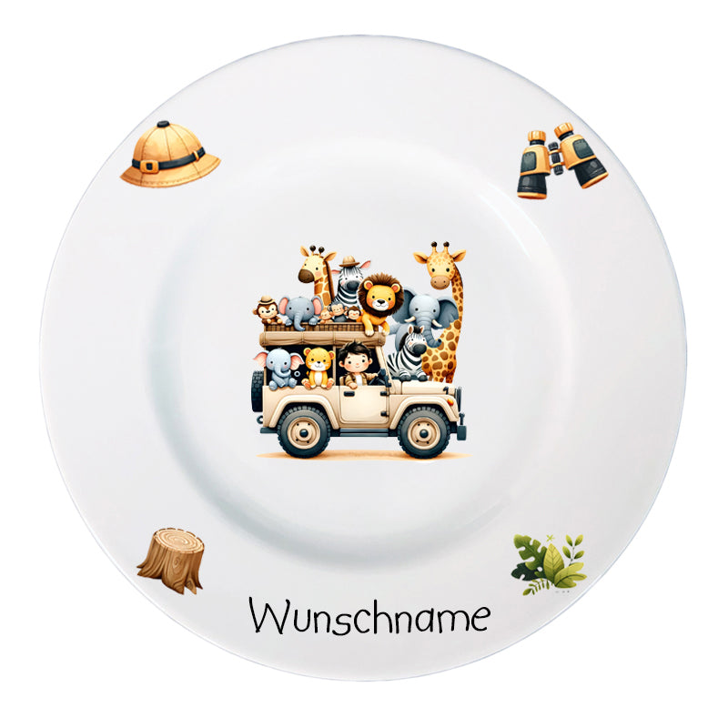 Kindergeschirr 5-tlg. Dschungel Safari mit Wunschname