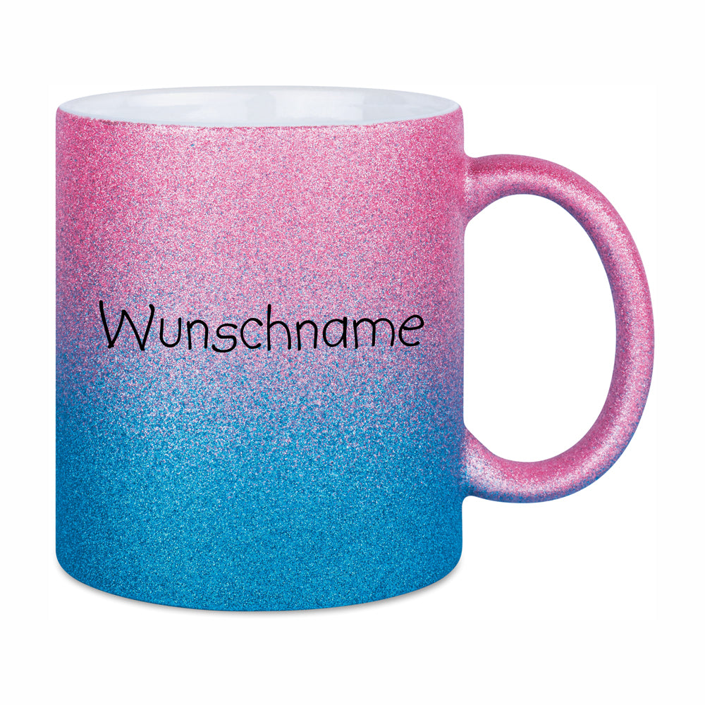 Glitzertasse Rosa & Blau mit Wunschname
