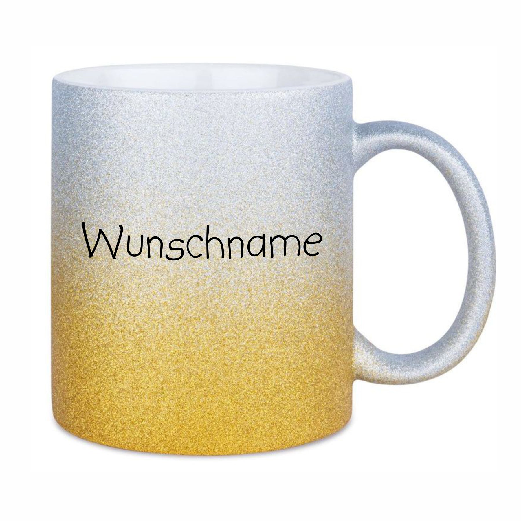 Glitzertasse Silber & Gold mit Wunschname