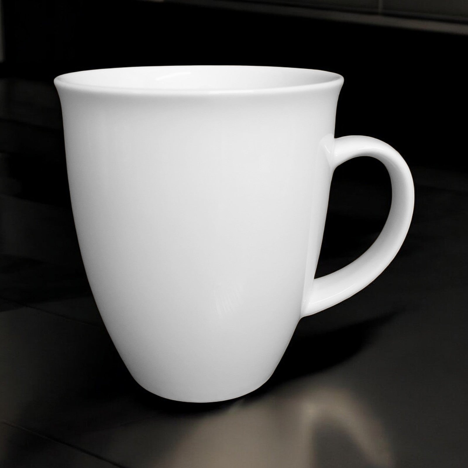 Kaffeebecher 6 Stück 400ml Weiß | Tassen aus Premium Porzellan | Kaffee Becher