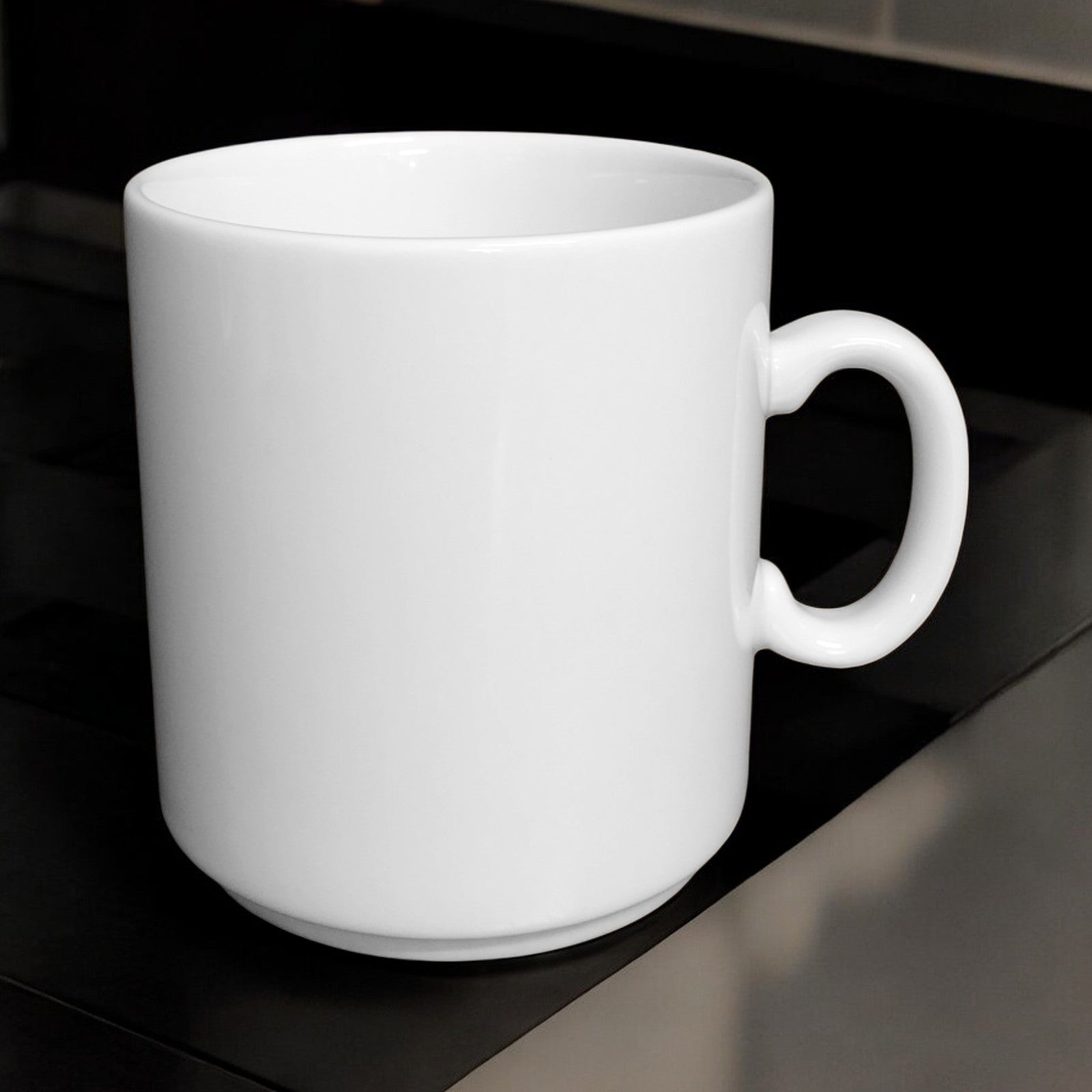 Kaffeebecher 6er Set stapelbar 300ml Weiß | Tassen aus Premium Porzellan