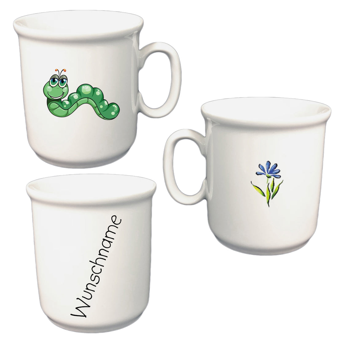 Tasse Kinderbecher Wurm mit Wunschname