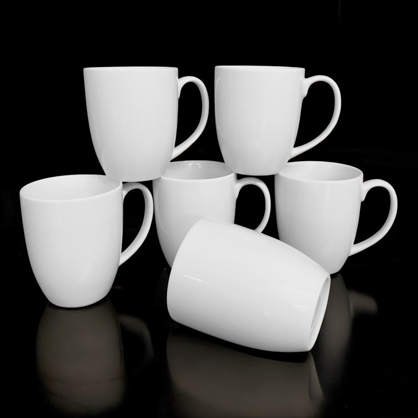 Kaffeebecher 6 Stück 320ml Weiß | Premium Porzellan Tassen | Kaffee Becher Set