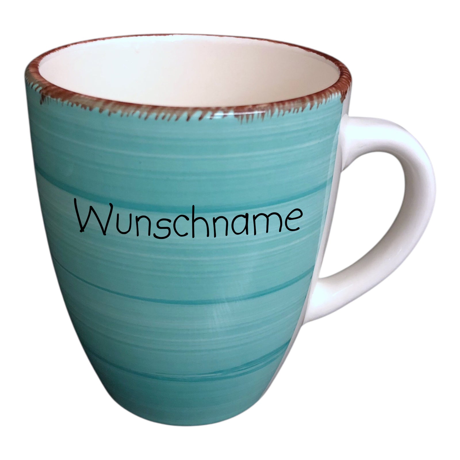 Kaffeebecher Tasse Keramik Bunt Türkis mit Wunschname