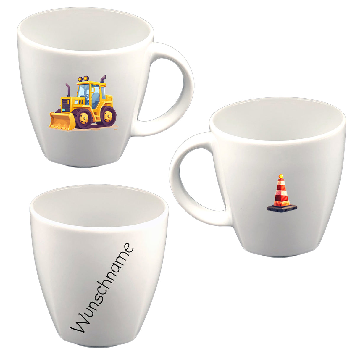 Tasse Kindertasse eckig Radlader mit Wunschname
