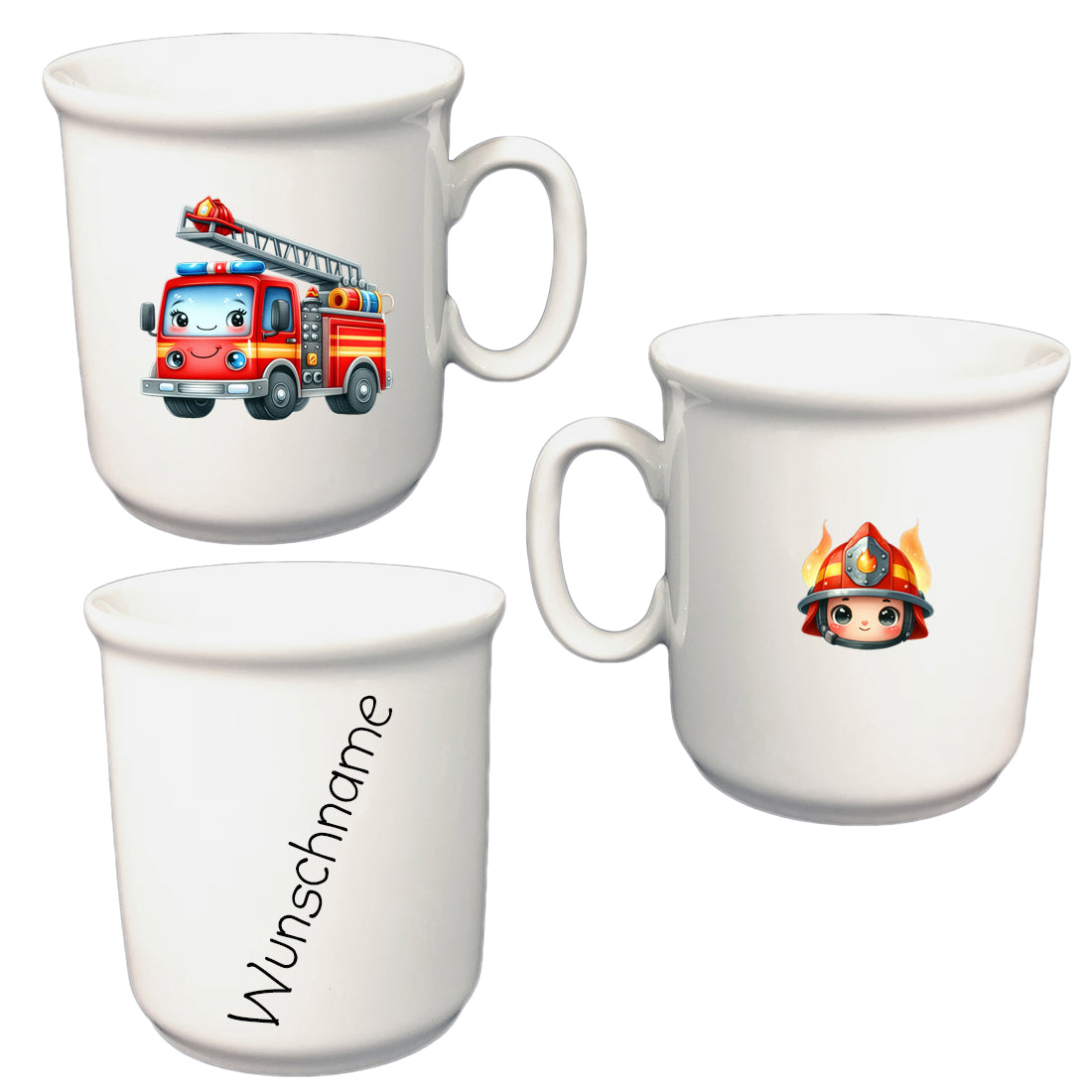Personalisiertes Kinder-Tasse Mit Feuerwehrauto-Motiv – Kunststoff, 320 Ml, Mit Namen Bedruckt