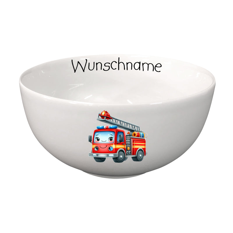 Müslischale Porridge Schale Kids Feuerwehr mit Wunschname