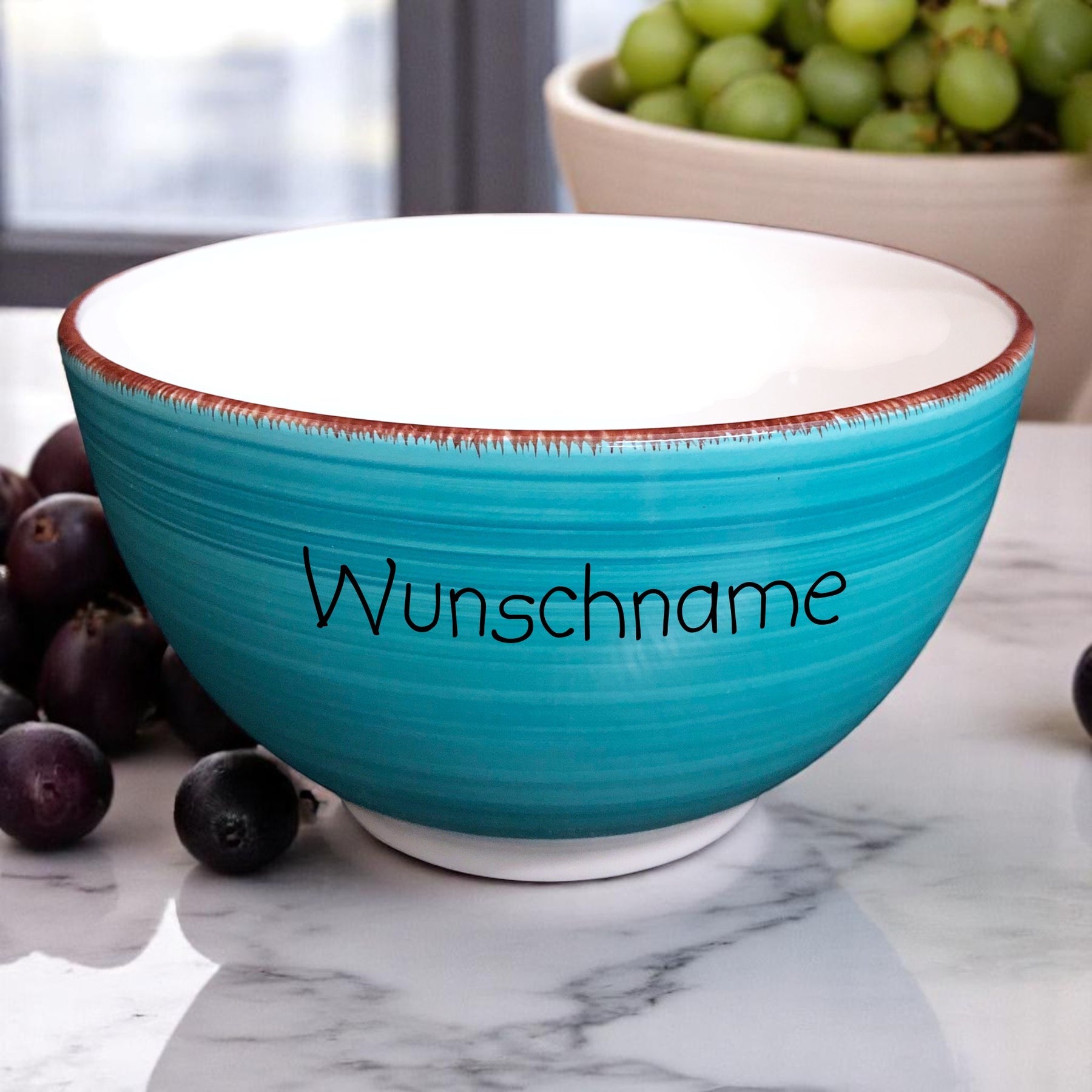 Müslischale Porridge Schale Keramik Bunt Türkis mit Wunschname