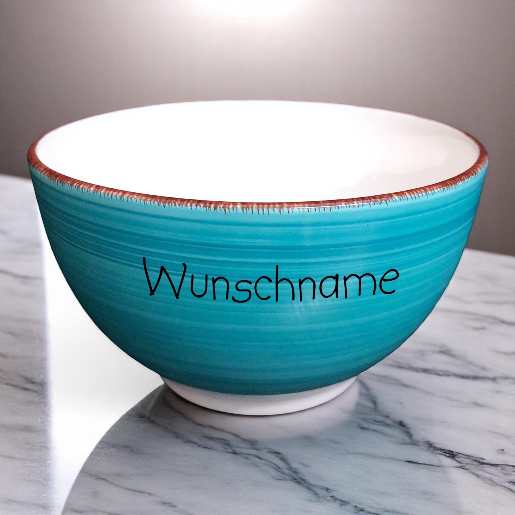 Müslischale Porridge Schale Keramik Bunt Türkis mit Wunschname