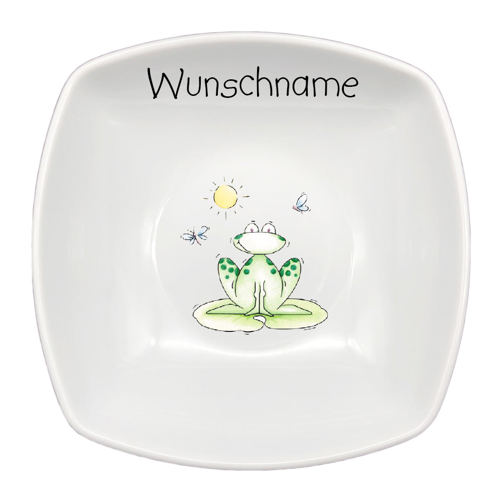 Frühstücksservice 3-tlg. eckig Frosch mit Wunschname