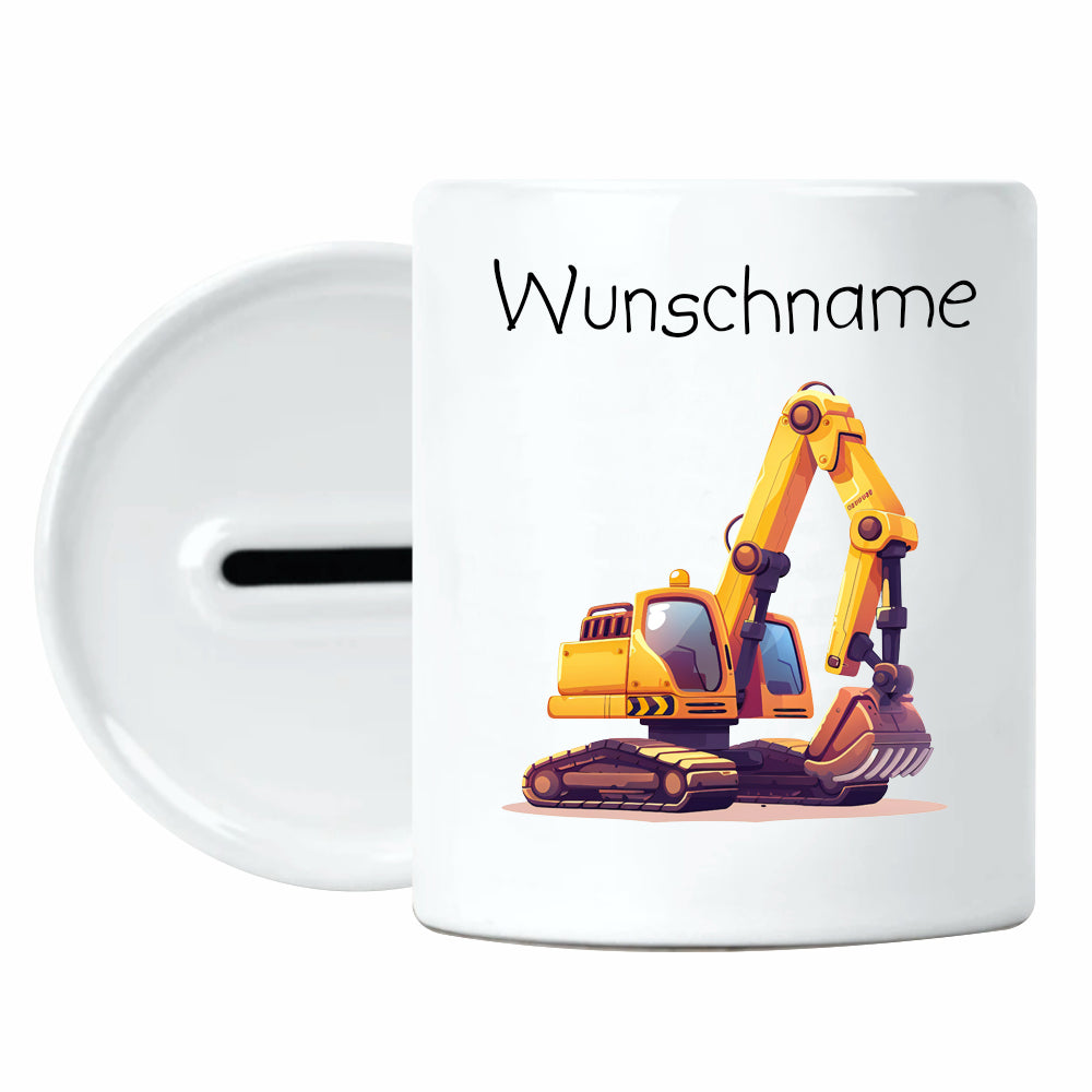 Spardose Bagger 1 mit Wunschname