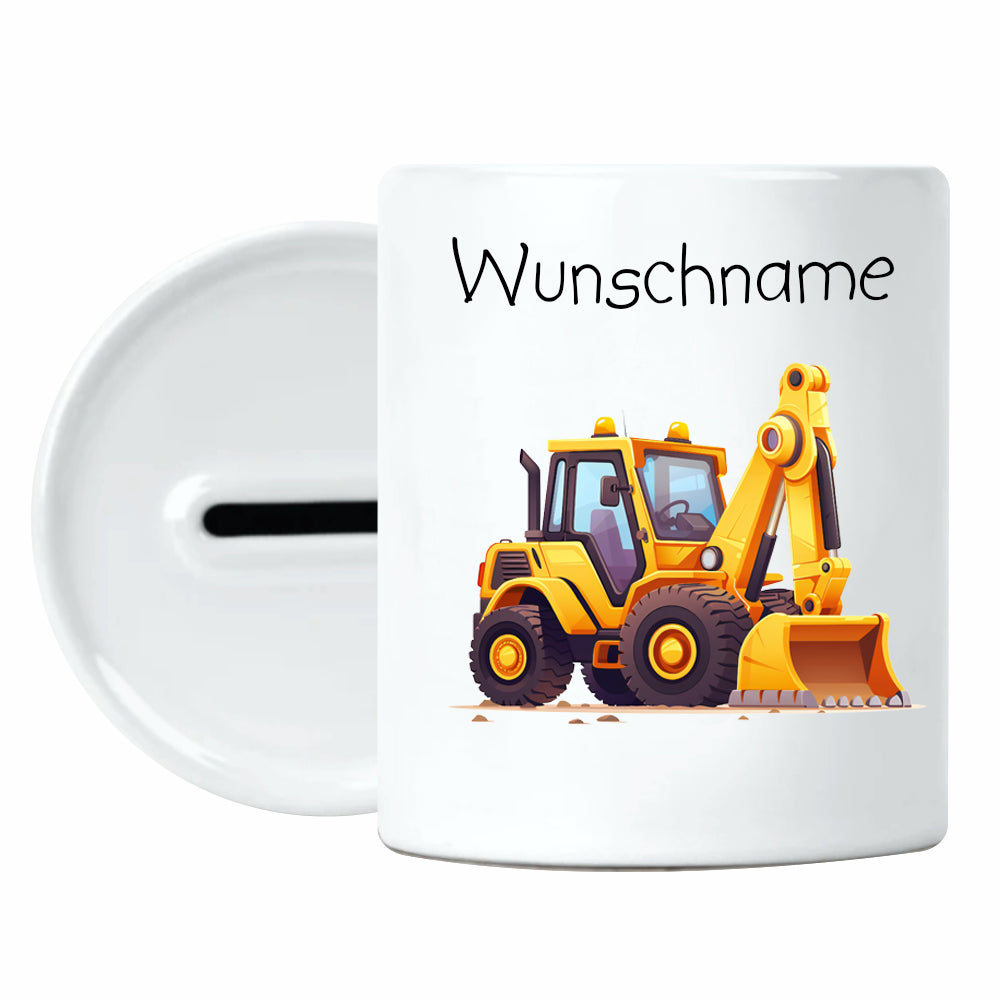Spardose Bagger 2 mit Wunschname