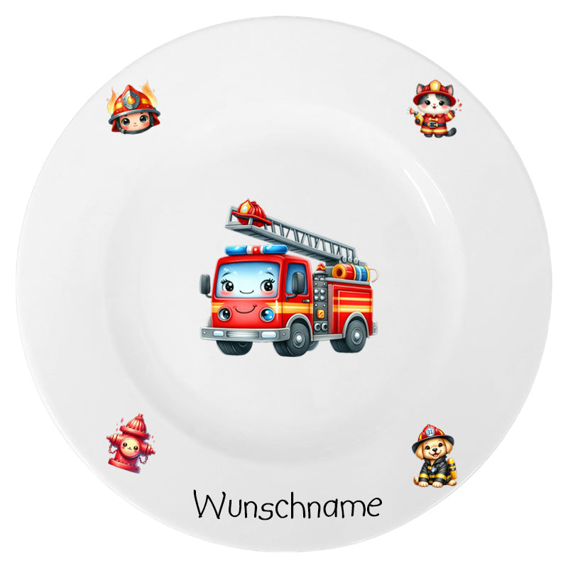 Speiseteller Kids Feuerwehr mit Wunschname