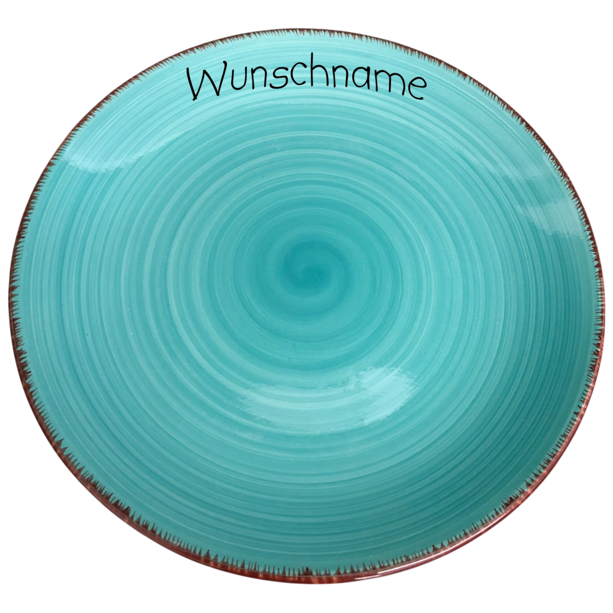 Speiseteller Teller flach 27cm Bunt Türkis mit Wunschname