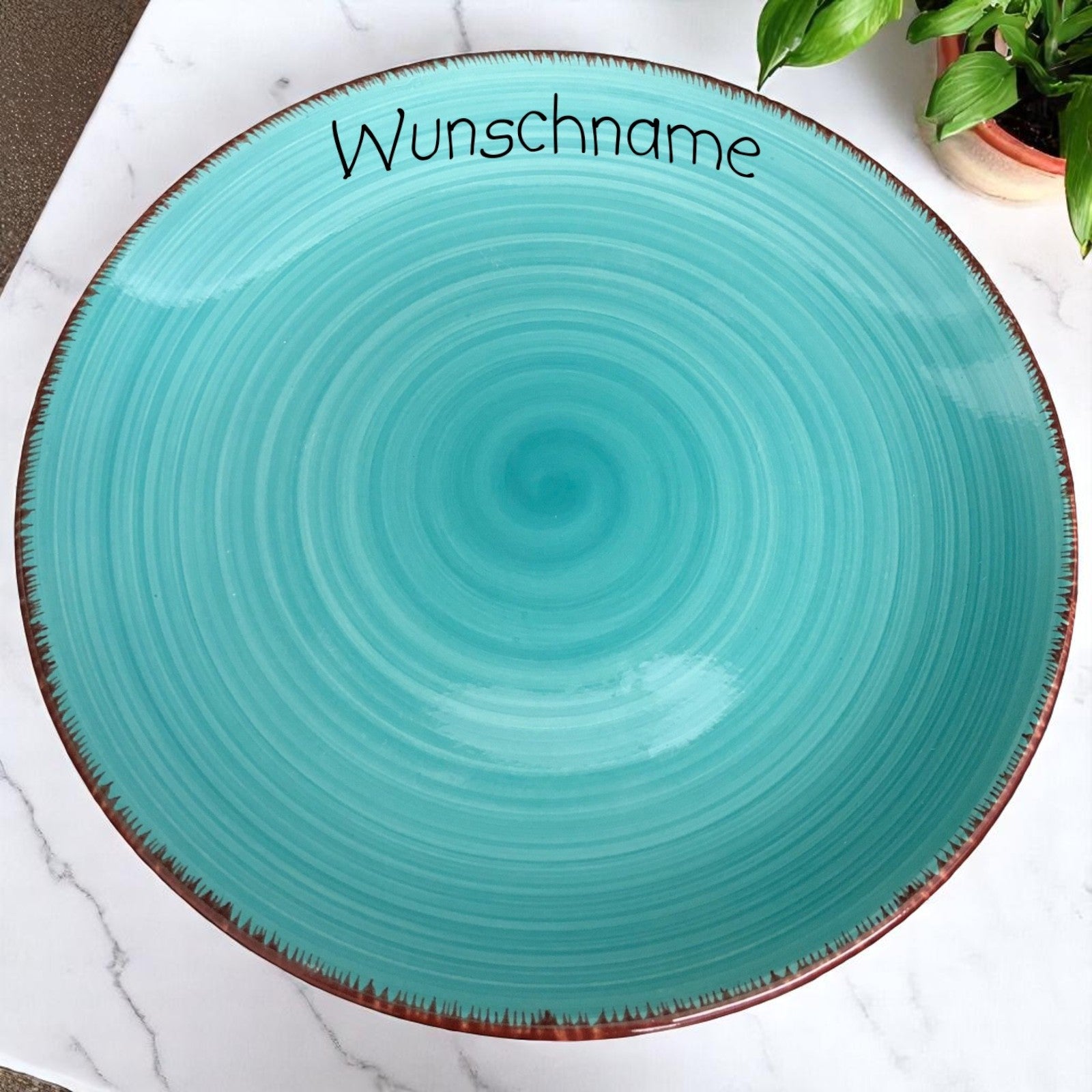Speiseteller Teller flach 27cm Bunt Türkis mit Wunschname
