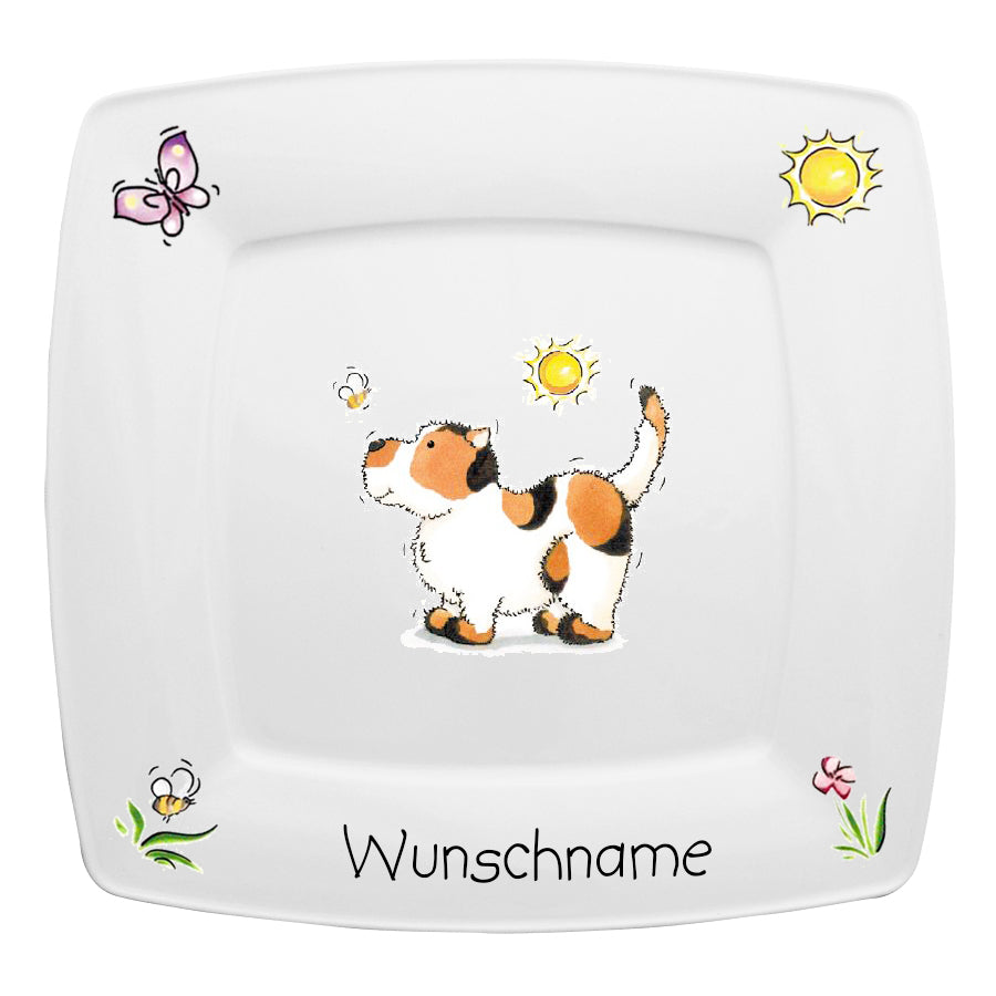 Speiseservice eckig 2-tlg. Hund mit Wunschname