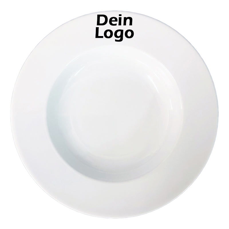 Suppenteller 22cm Weiß mit Logo Schwarz