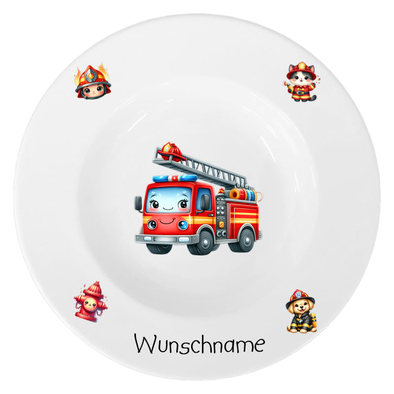 Suppenteller Kids Feuerwehr mit Wunschname