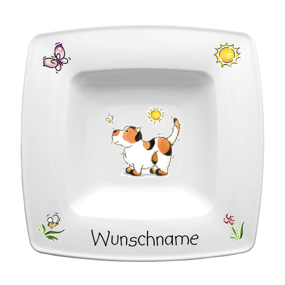 Speiseservice eckig 2-tlg. Hund mit Wunschname