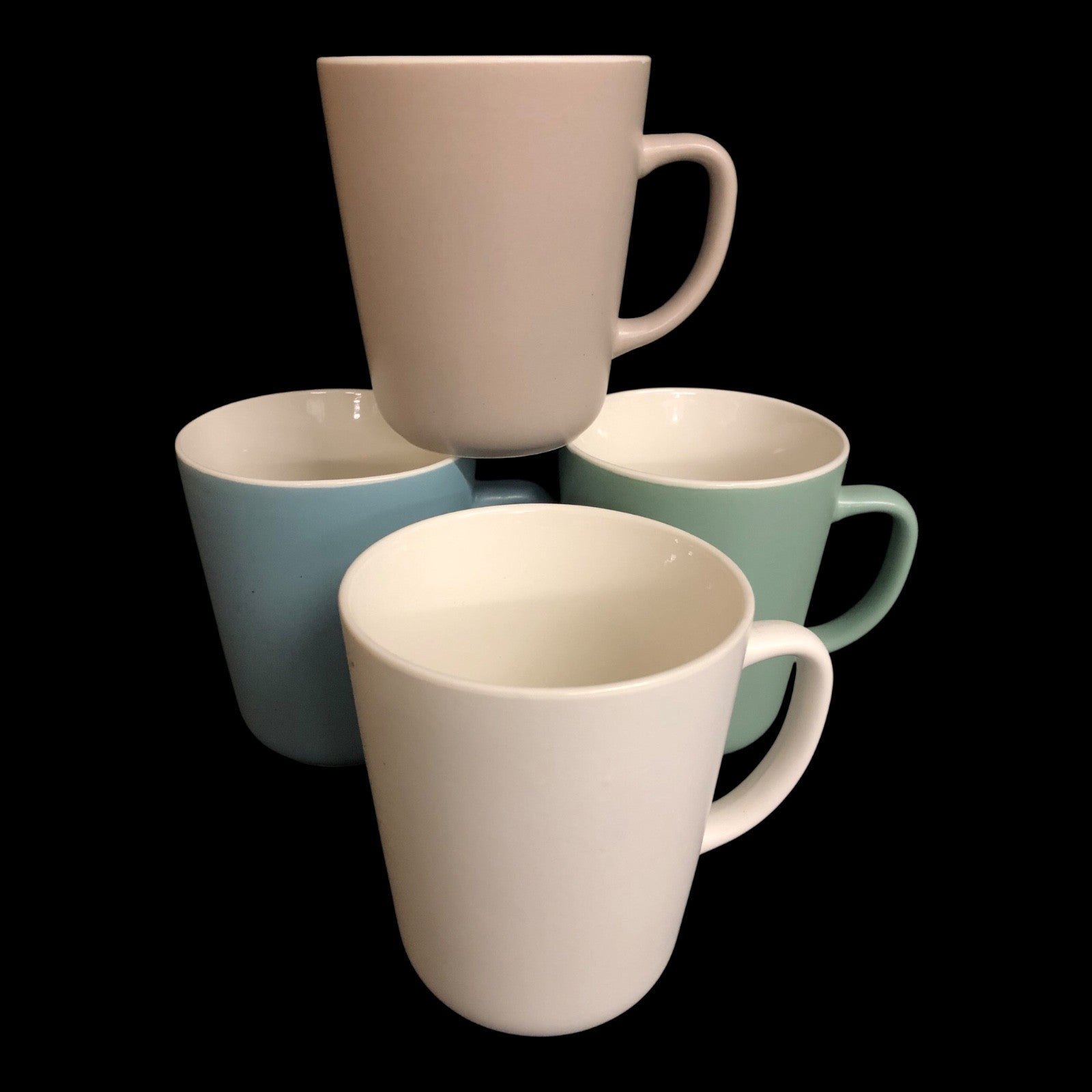 4x Kaffeebecher 300ml – Keramik Tassen Set Bunt Matt – Kaffee Tee Becher