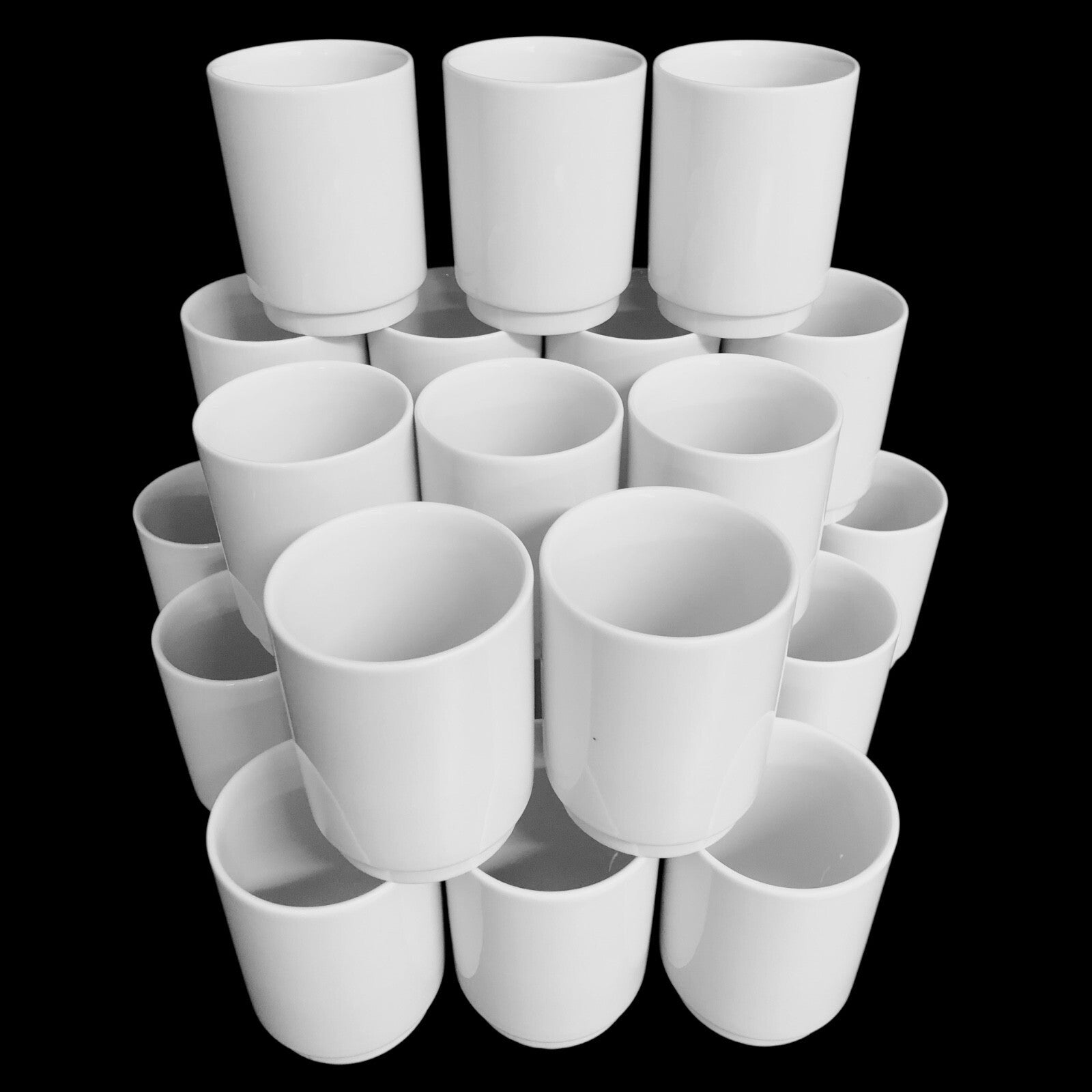 24 Stück Kaffeebecher ohne Henkel Porzellan Trinkbecher stapelbar Weiß B-Ware