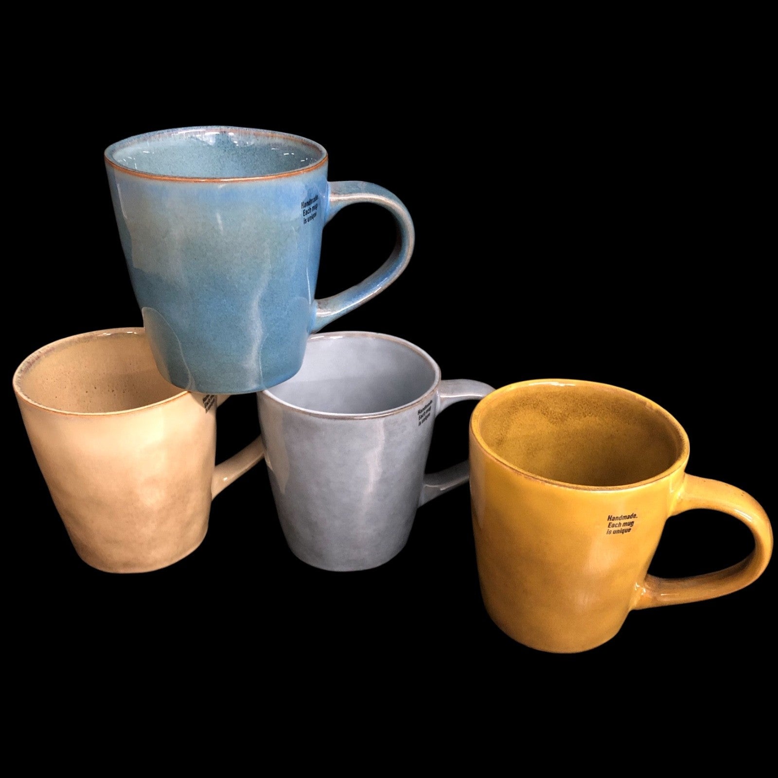 4 Stück Kaffeebecher 350ml Keramik Kaffee Tassen Becher Bunt handglasiert