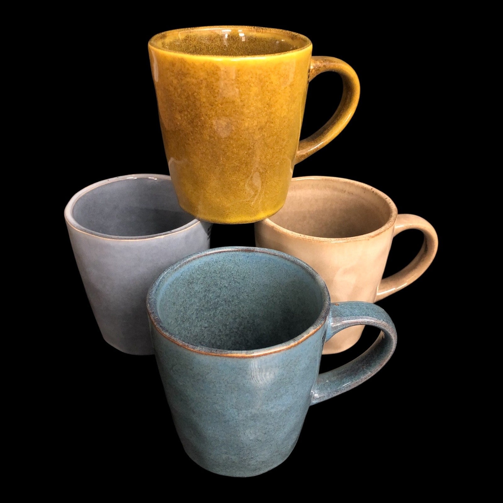 4 Stück Kaffeebecher klein 200ml Keramik Kaffee Tassen Becher Bunt handglasiert