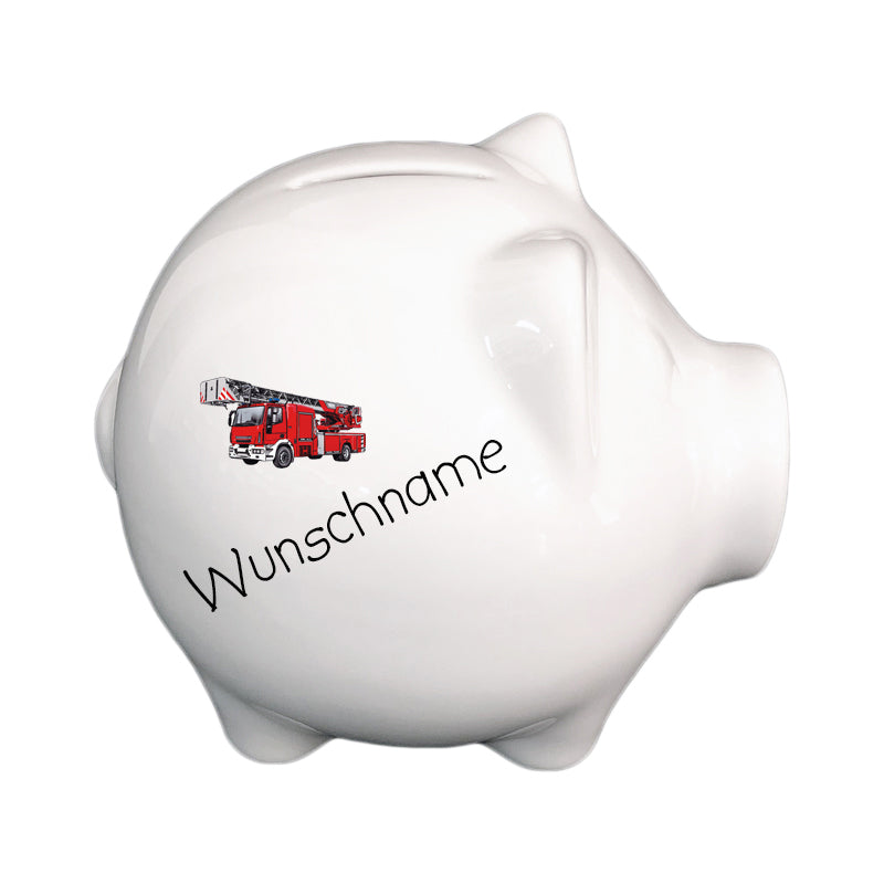 Sparschwein Spardose Feuerwehr mit Wunschname