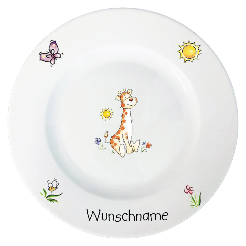 Speiseteller Giraffe mit Wunschname