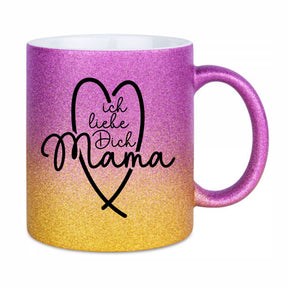 Glitzertasse - Ich liebe dich Mama