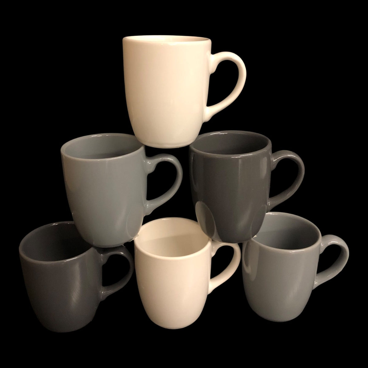 6x Kaffeebecher 150ml – Keramik Tassen Set Grau Hellgrau Weiß – Kaffee Becher