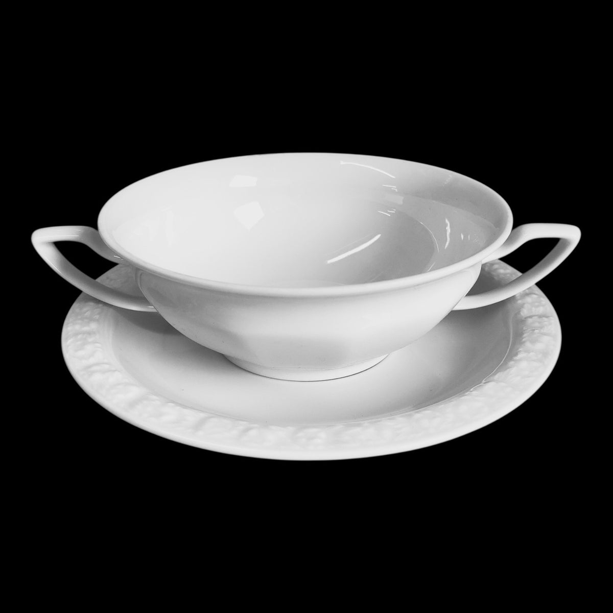 Suppentasse 2-tlg. Tasse mit Untertasse Maria Weiß Weiß Rosenthal Porzellan