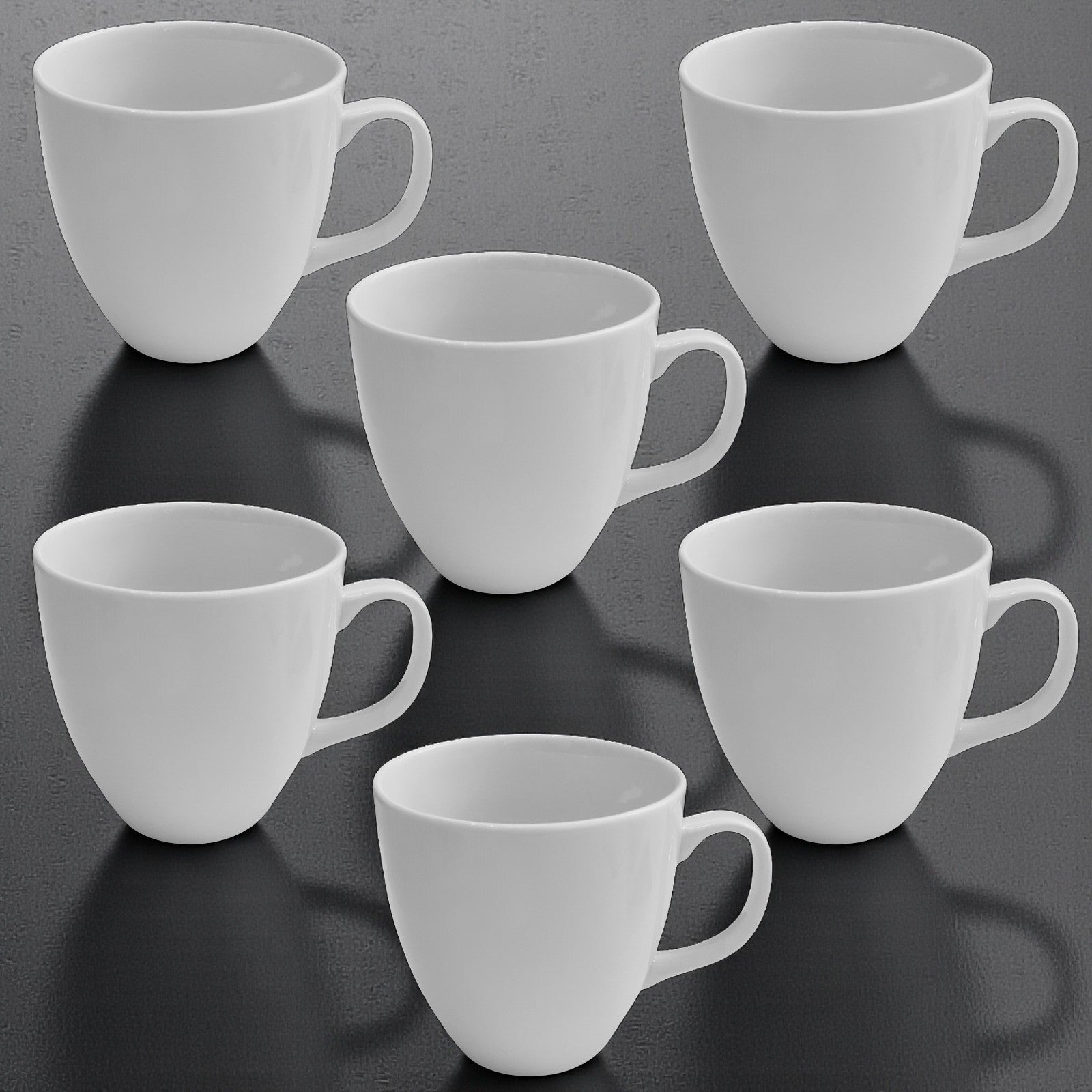 6er Set Große Kaffeebecher XL 650ml Weiß – Porzellan Tassen für Kaffee & Tee