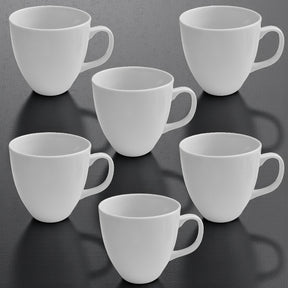 6er Set Große Kaffeebecher XL 650ml Weiß – Porzellan Tassen für Kaffee & Tee