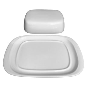 Butterdose 2-tlg. aus hochwertigen Porzellan Weiß Butterbehälter mit Deckel
