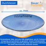 Frühstücksteller Teller flach 19cm Dunkelblau mit Wunschname