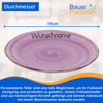 Frühstücksteller Teller flach 19cm Bunt Lila mit Wunschname