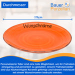 Frühstücksservice 3-tlg. Orange mit Wunschname