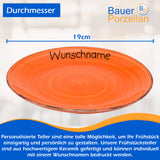 Frühstücksservice 3-tlg. Orange mit Wunschname